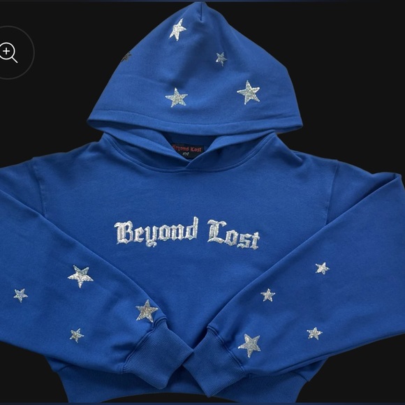 Beyond Lost NYC Sequin Crop Hoodie - Picture 2 of 4
